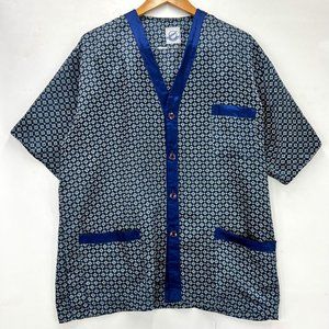 Vintage Silor Men's Retro Multicolor Allover Print Geometric Silk Shirt XL 80's
